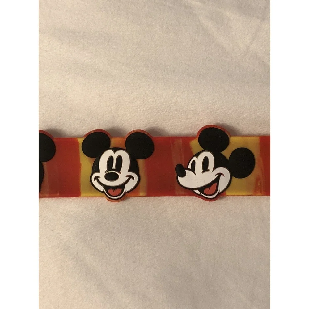 NEW Disney Parks Mickey Mouse Red‎ & Yellow Slap Bracelet Many Faces of Mickey